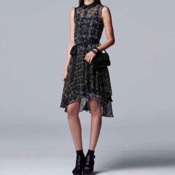 SIMPLY VERA VERA WANG | Black & Navy Multimedia Floral Print Dress with Slip - Picture 1 of 17